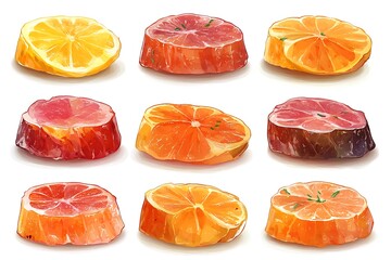 Citrus slices with meat