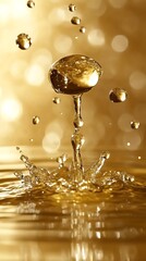 Golden liquid splash