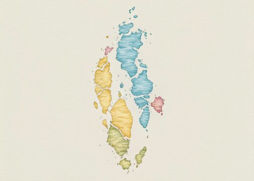 Maldives Minimalist Scribble Map Design Template: Island Paradise Travel Poster Background