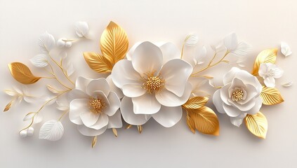 White And Gold Paper Flowers Arrangement