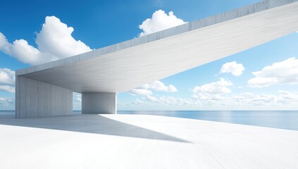 Modern Concrete Platform Overlooking Ocean