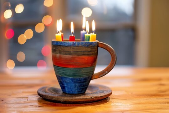 minimalist kwanzaa unity cup and candles .