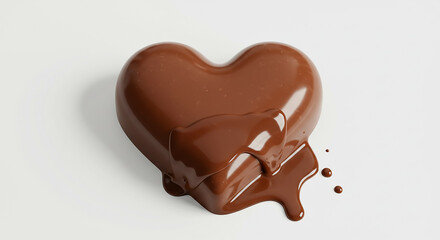 Obraz premium Melting Chocolate Heart on White Background