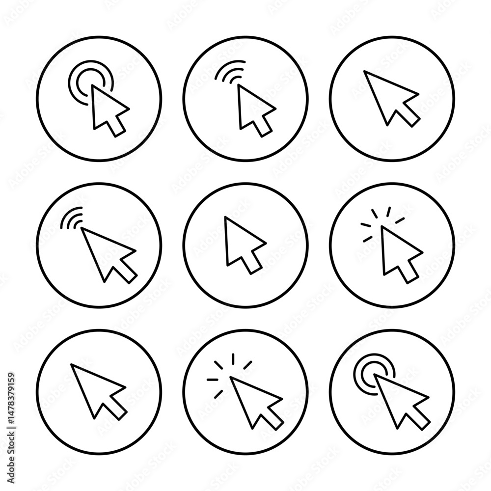 Poster click icon vector. pointer arrow icon. cursor icon vector