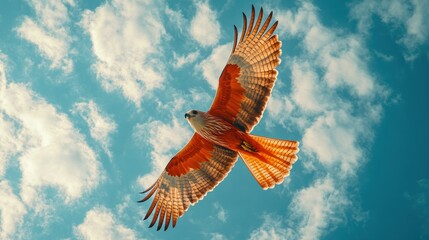 Majestic hawk soaring through a vibrant sky