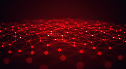 Red Network: Futuristic Connection, Data Points, Abstract Background - Digital Innovation, Technology & Science Visualization