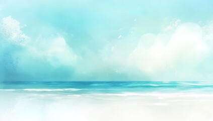 Obraz premium Pastel Beach Scene Watercolor Painting