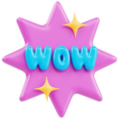 Wow Sticker 3D Icon Illustration
