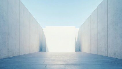 Empty Concrete Corridor With Light Perspective