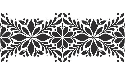 Elegant Black and White Floral Ornamental Pattern on White