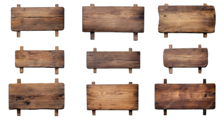 Nine Rustic Wooden Signs Isolated On Transparent Background The Signs Are Different Shapes And Sizes They Are Perfect For Adding A Touch Of Rustic Charm To Your Projects