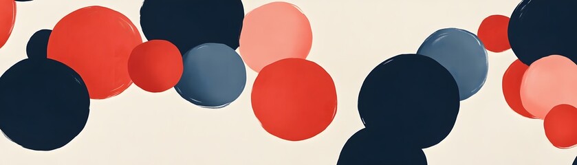 Abstract design with circles of various colors.
