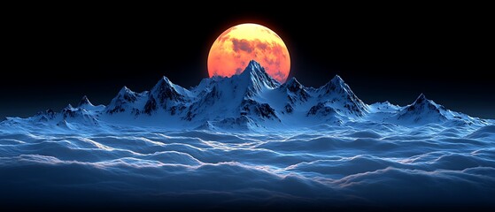 Snowy peaks at night