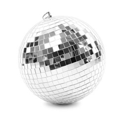 One shiny disco ball isolated on white
