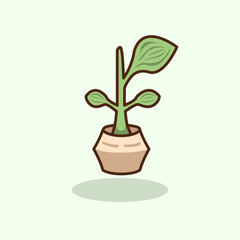 Vector illustration of plant on pot symbolizing indoor greenery natural decor and cozy living spaces Perfect for home decoration botanical Editable and scalable for digital and print use