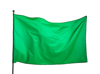 One green flag on white background. Mockup for design