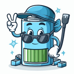 cartoon battery vector illustration white background