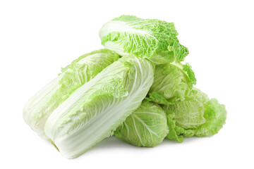 Many fresh Chinese cabbages isolated on white