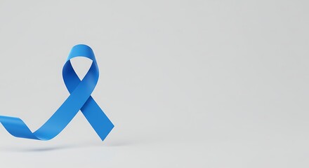 Stock photo of blue ribbon awareness symbol for prostate cancer support and healthcare campaign