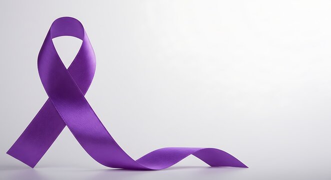 Purple awareness ribbon for epilepsy alzheimer lupus sarcoma and pancreatic cancer support symbol