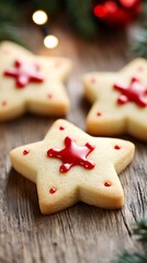 Star-shaped cookies with red icing