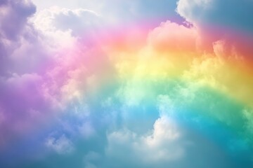 Obraz premium Pastel Rainbow Cloudscape: Dreamy Soft Colors
