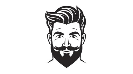 Professional Line Avatar Design of a Man's Head with Unique Hairstyle Cartoon Illustration