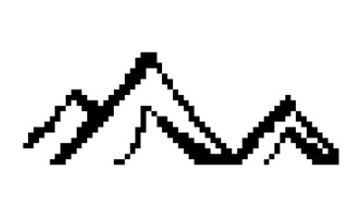 Fototapeta premium Pixel art mountain vector icon