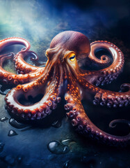 Fototapeta premium pulpo, octopus pulpo, submarino, mar, coral, peces, arrecife, oceáno