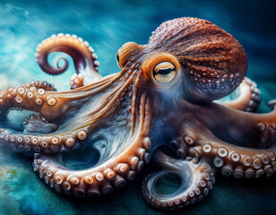 Fototapeta premium pulpo, octopus pulpo, submarino, mar, coral, peces, arrecife, oceáno