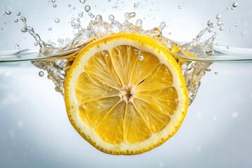 Sparkling Lemon Water Closeup Aerial Photography - Refreshing Summer Drink Image