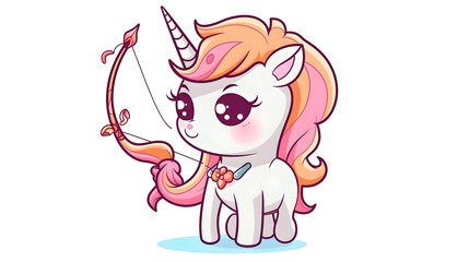 Fototapeta premium Professional Line Cute Unicorn with Arrow Tattoo Style Cartoon Vector Illustration