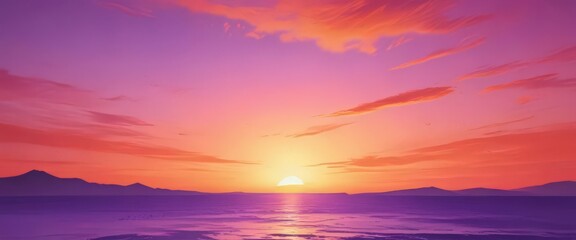 Obraz premium Abstract sunset watercolor, vibrant orange & purple hues , landscape, orange