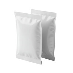 Two white blank sachets isolated on transparent background. mockup, template use cases.