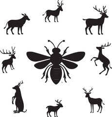 set of deer silhouettes