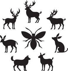 deer silhouettes vector