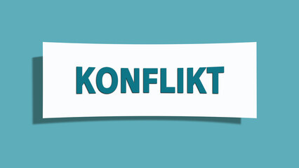Konflikt (conflict) - A card isolated on light green background.