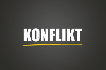 Konflikt (conflict) - A blackboard with white text.