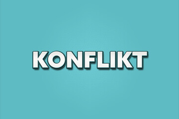 Konflikt (conflict) - A turquoise banner illustration with white text.