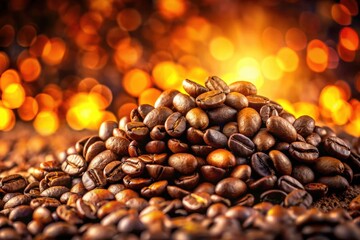 Obraz premium Tilt-Shift Coffee Beans: Miniature Coffee Bean World, Close-up Coffee Bean Photography, Coffee Bean Macro Photography, Artistic Coffee Bean Images