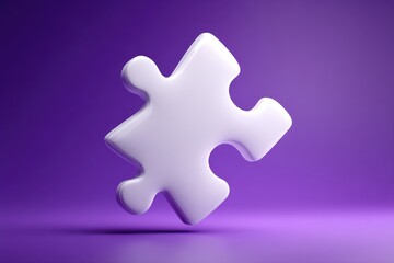 Obraz premium Isolated white puzzle piece on a vibrant purple background.