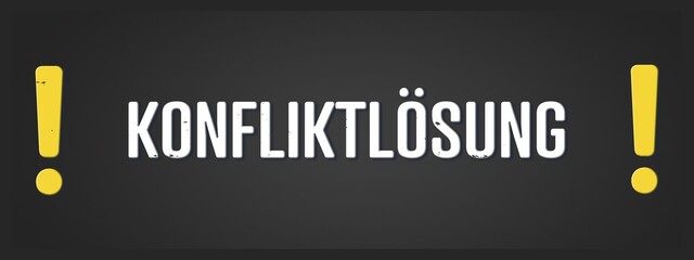 Konfliktloesung (Conflict resolution) - A blackboard illustration with white text.