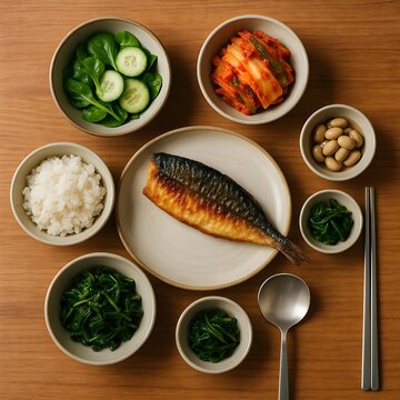 한국 음식 백반 한상 차림