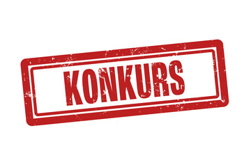 Konkurs (bankruptcy) - A red stamp, isolated on white background.