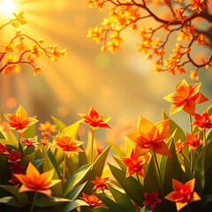 Vibrant colorful flower garden with visible brushstrokes and soft lighting – artistic impressionist style painting
