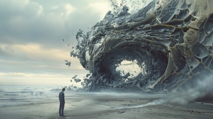 surreal NFT artwork melting into digital nothingness on melting edges .