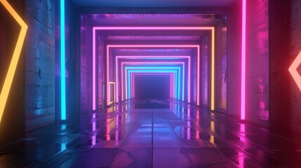 Fototapeta premium Neon Lights Corridor