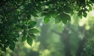 Deep emerald green, out-of-focus leaves, dreamy atmosphere,  image,  element,  unfocused