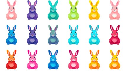 Fototapeta premium Set of Sixteen Thick Funny Rabbit Stencils for Creative Art Projects