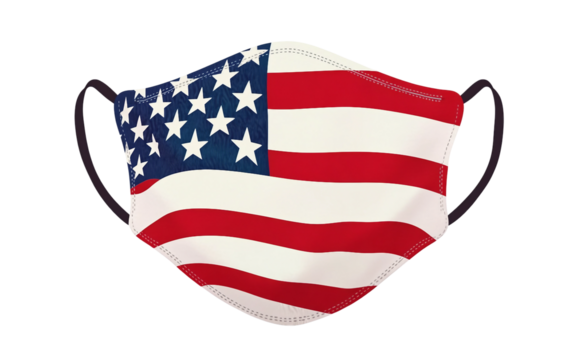 Face mask with stars and stripes pattern providing a fashionable and patriotic statement isolated on white background PNG